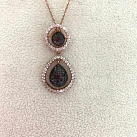 Crystal Pave Pendant Rose Gold 16” Chain - Picture 3 of 5